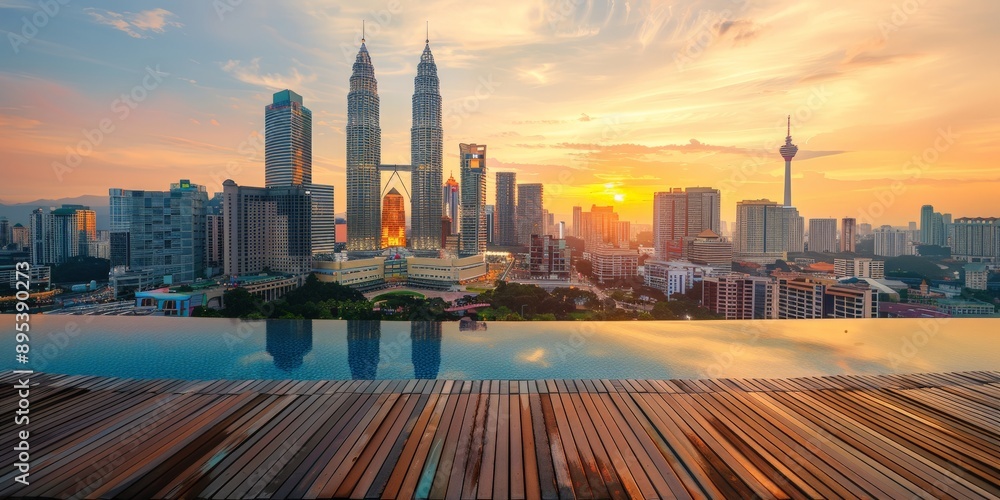 Fototapeta premium kuala lumpur cityscape showing petronas twin tower