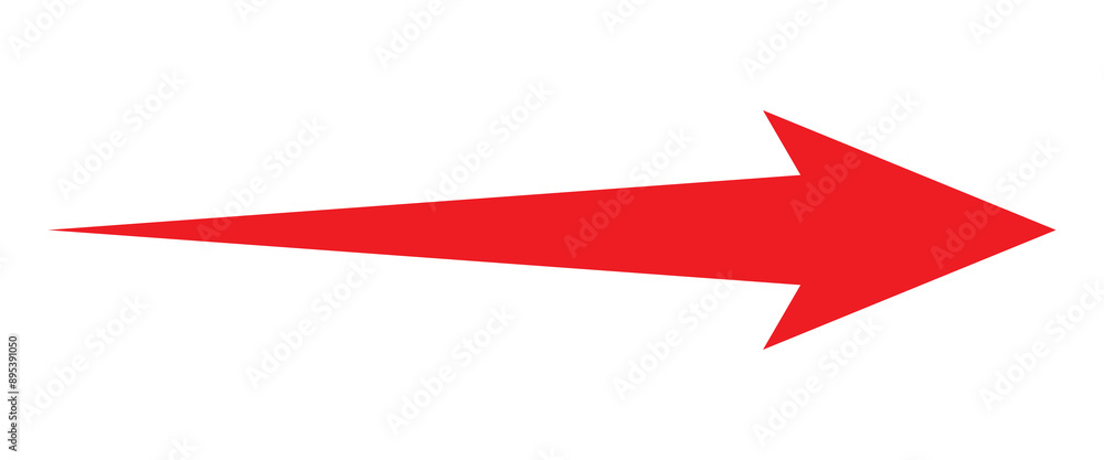 Red arrow icon. Red long arrow icon. Arrow isolated on white background. Red arrow icon. Red long arrow icon. Arrow isolated on white background.