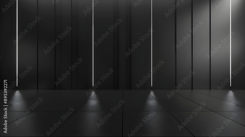 Minimal futuristic background black with black floor Minimal futuristic background black with black floor