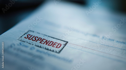 suspended stamp on a paper