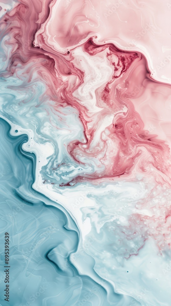Fototapeta premium A painting of a swirl of pink, blue, and white colors