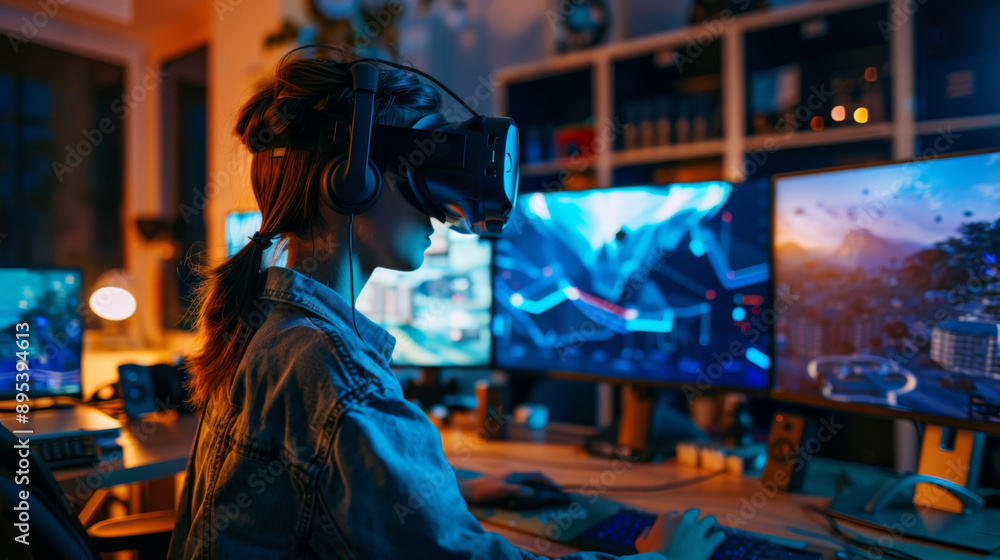 Fototapeta premium The Code Weaver: Crafting VR Experiences Line by Line