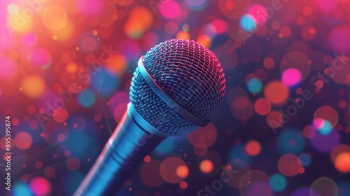 A visually appealing 3D design featuring a music-related object, such as a microphone, with a sleek, contemporary look The object is set against a clean background with plenty of copy space, making photo