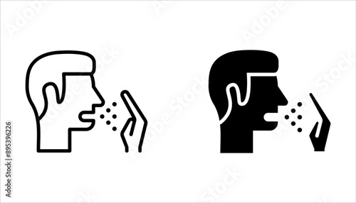 Cough icon set, vector pictogram of flu on white background
