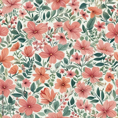 Wallpaper Mural Floral Seamless Pattern -  Torontodigital.ca