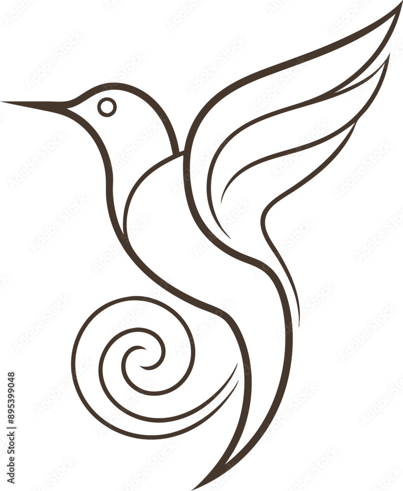 Obraz premium Elegant minimalist hummingbird logo captures essence of swift grace. 