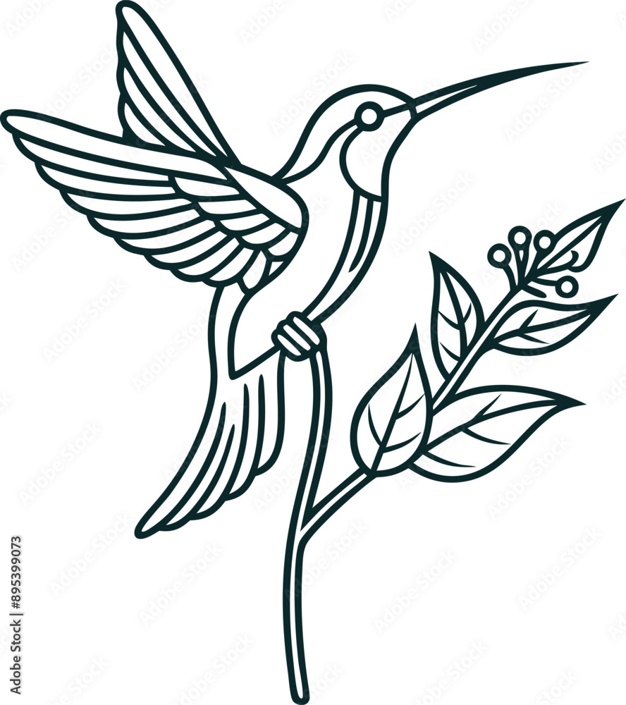 Obraz premium Elegant minimalist hummingbird logo captures essence of swift grace. 