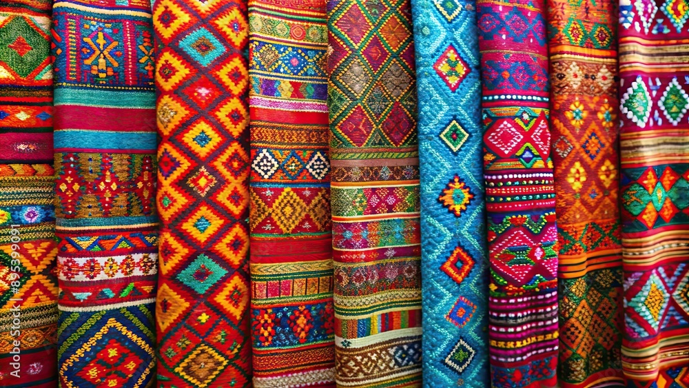 Vibrant woven textiles with intricate patterns and cultural designs, textiles, colorful, weaving, craftsmanship Vibrant woven textiles with intricate patterns and cultural designs, textiles, colorful, weaving, craftsmanship