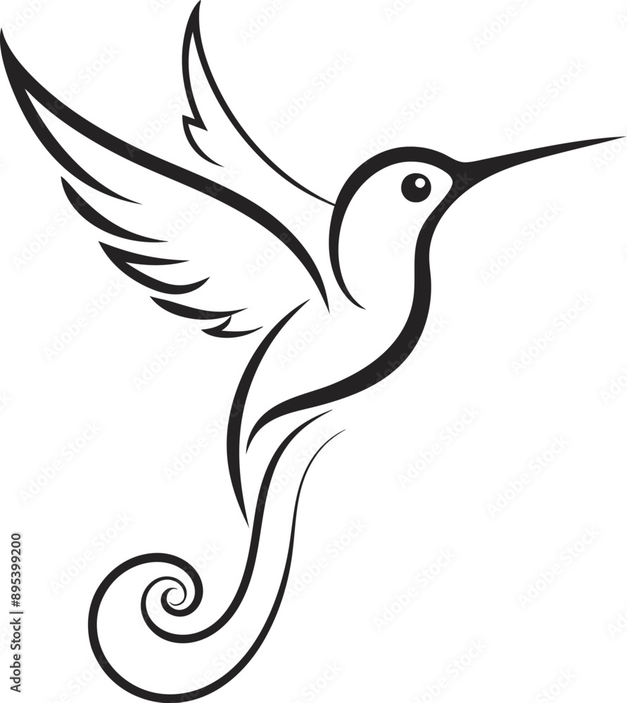 Fototapeta premium Elegant minimalist hummingbird logo captures essence of swift grace. 