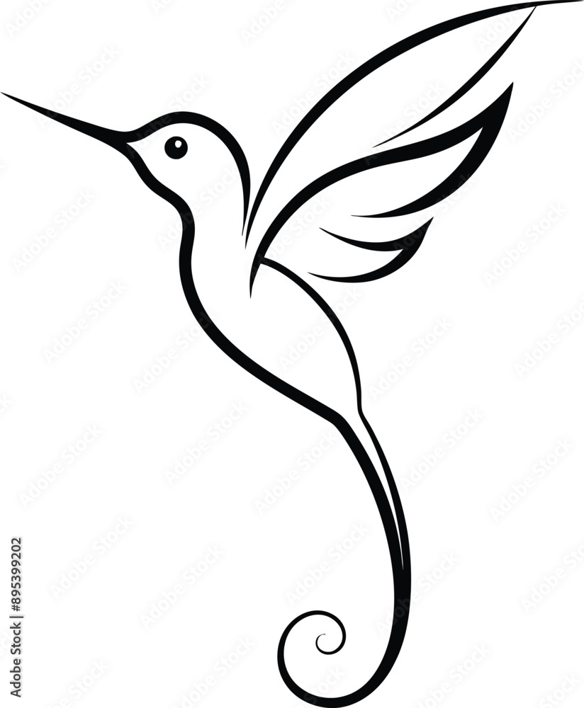Obraz premium Elegant minimalist hummingbird logo captures essence of swift grace.