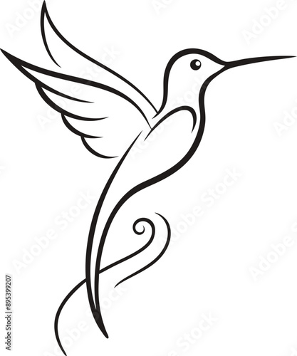 Elegant minimalist hummingbird logo captures essence of swift grace. 