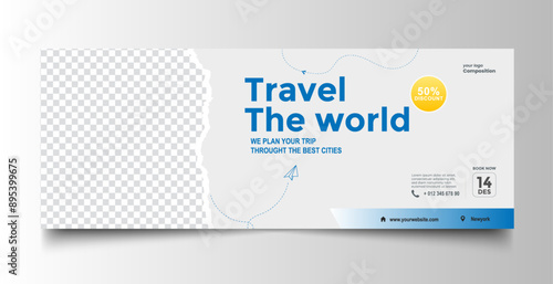 Flat design for tour and travel banner