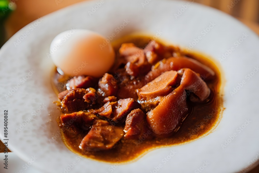 Red braised pork belly. Classic chinese pork dish. Selective focus. Red braised pork belly. Classic chinese pork dish. Selective focus.