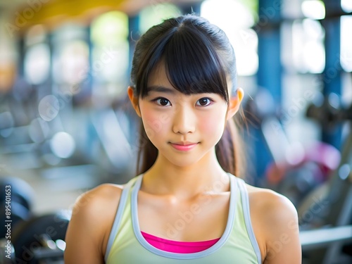 A confident woman with a radiant smile pauses for a portrait amidst the urban gym Free Download A confident woman with a radiant smile pauses for a portrait amidst the urban gym - GFXLoad