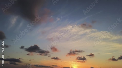  Dramatic clouds. Time lapse  sunsets in red yellow  and blues tones.
 photo