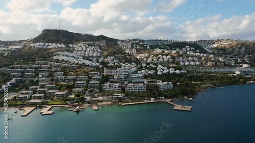 Stunning Aerial Drone Footage of Gundogan, Bodrum, Turkey with Houses on the Hillside - Captured with DJI Mini 3 PRO