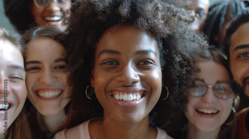 Fototapeta premium Squad Goals Achieved: A Close-Up Team Selfie