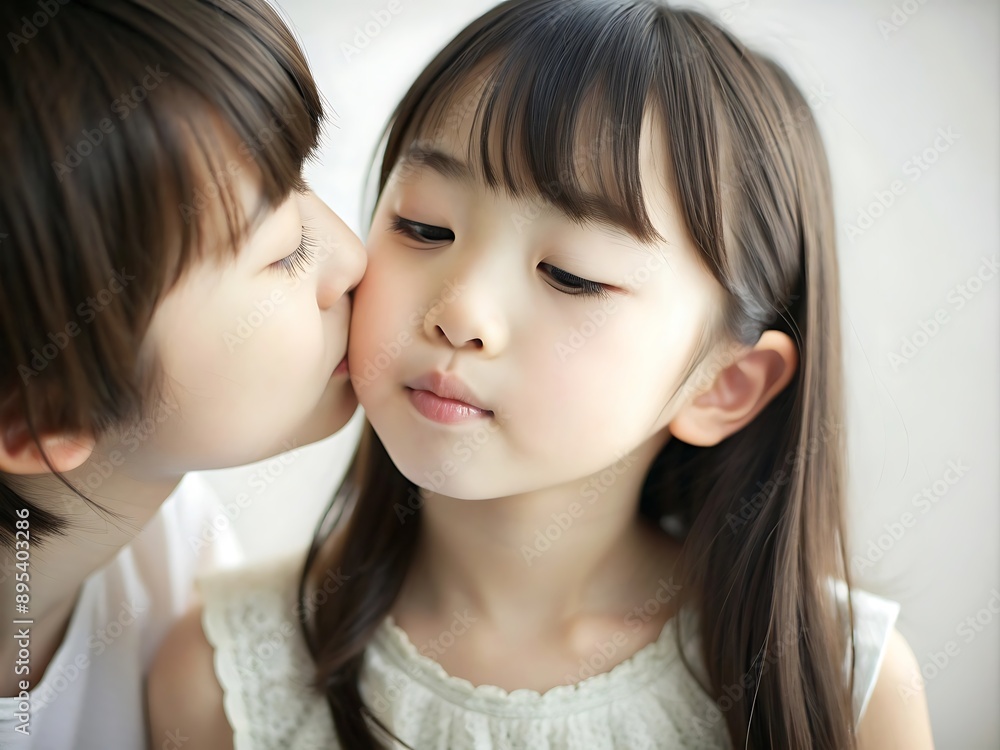 Little Sister Kissing Big Sister. Little Sister Kissing Big Sister.