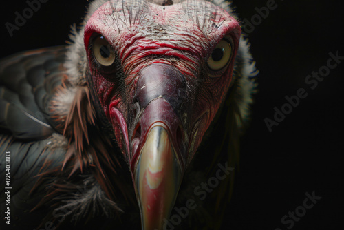 Portrait of A vulture with an isolated black background