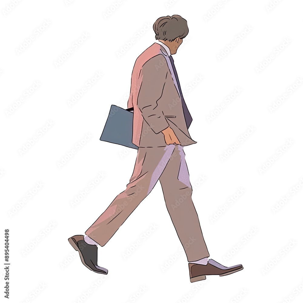 An illustration of a man lawyer walking