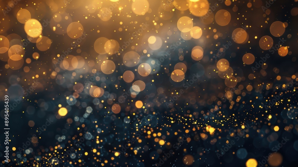 Abstract image of golden bokeh light sparkles, creating a magical and festive atmosphere with glowing orbs. Abstract image of golden bokeh light sparkles, creating a magical and festive atmosphere with glowing orbs.