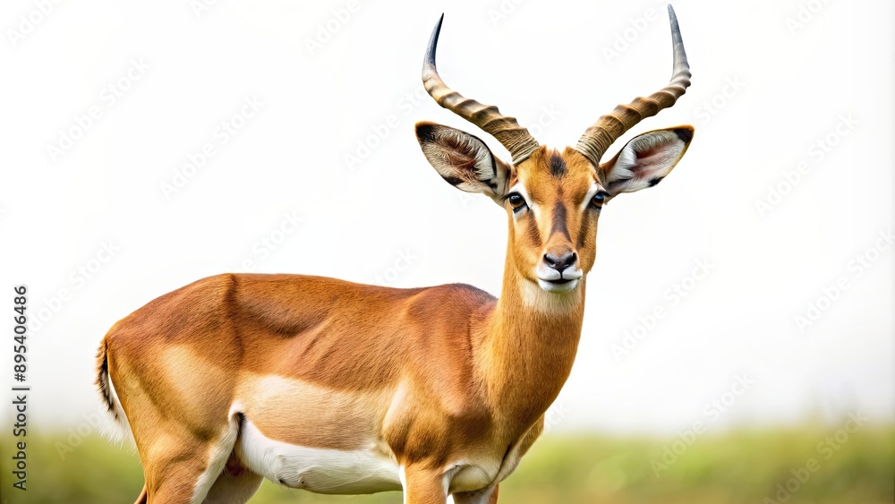 Naklejka premium Antelope isolated on background, wildlife, animal, mammal, nature, safari, herbivore, wilderness, horned, graceful, elegant