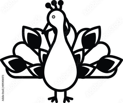 peacock in line icon style