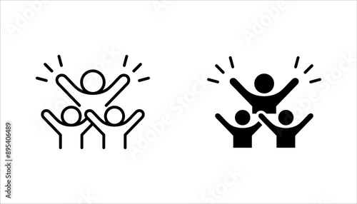 group happy people icon set, party friends, joy expression feeling, vector illustration on white background