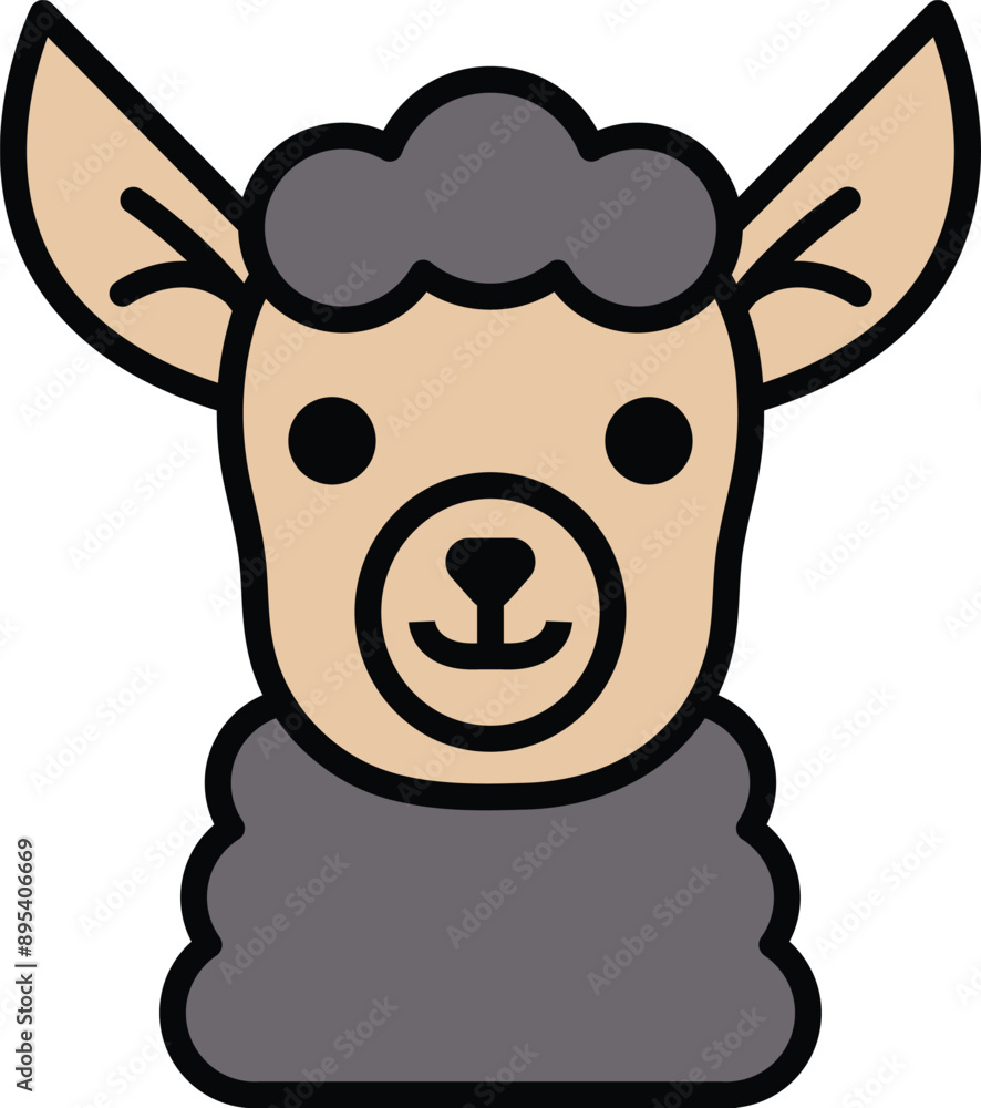Fototapeta premium alpaca in line icon style