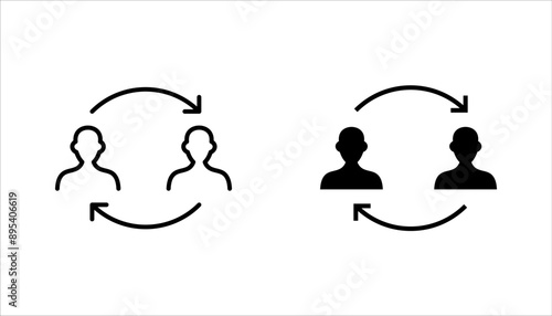Replace person, staff change, replace worker simple line icon set, vector illustration on white background
