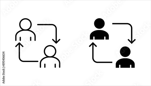 Replace person, staff change, replace worker simple line icon set, vector illustration on white background