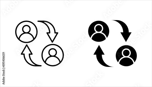 Replace person, staff change, replace worker simple line icon set, vector illustration on white background