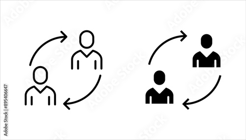 Replace person, staff change, replace worker simple line icon set, vector illustration on white background