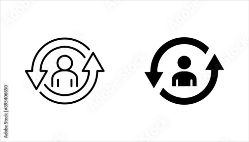 Replace person, staff change, replace worker simple line icon set, vector illustration on white background