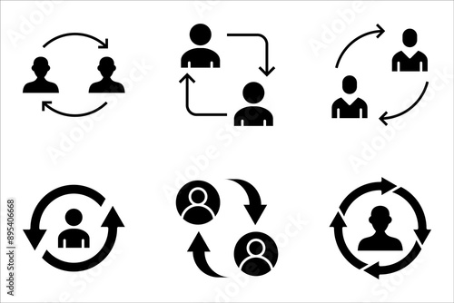Replace person, staff change, replace worker simple line icon set, vector illustration on white background