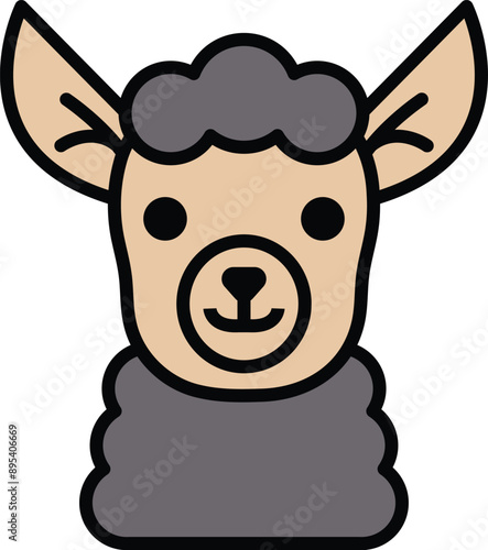 alpaca in line icon style