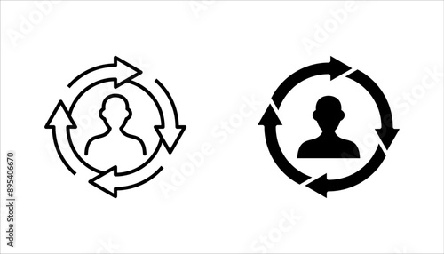 Replace person, staff change, replace worker simple line icon set, vector illustration on white background