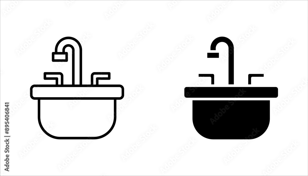 Bathroom sink unit line icon set, outline vector sign, vector illustration on white background Bathroom sink unit line icon set, outline vector sign, vector illustration on white background