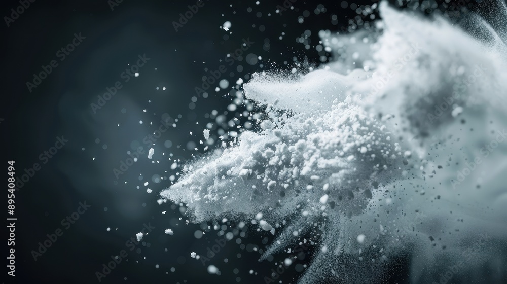 A cloud of white powder is in the air A cloud of white powder is in the air