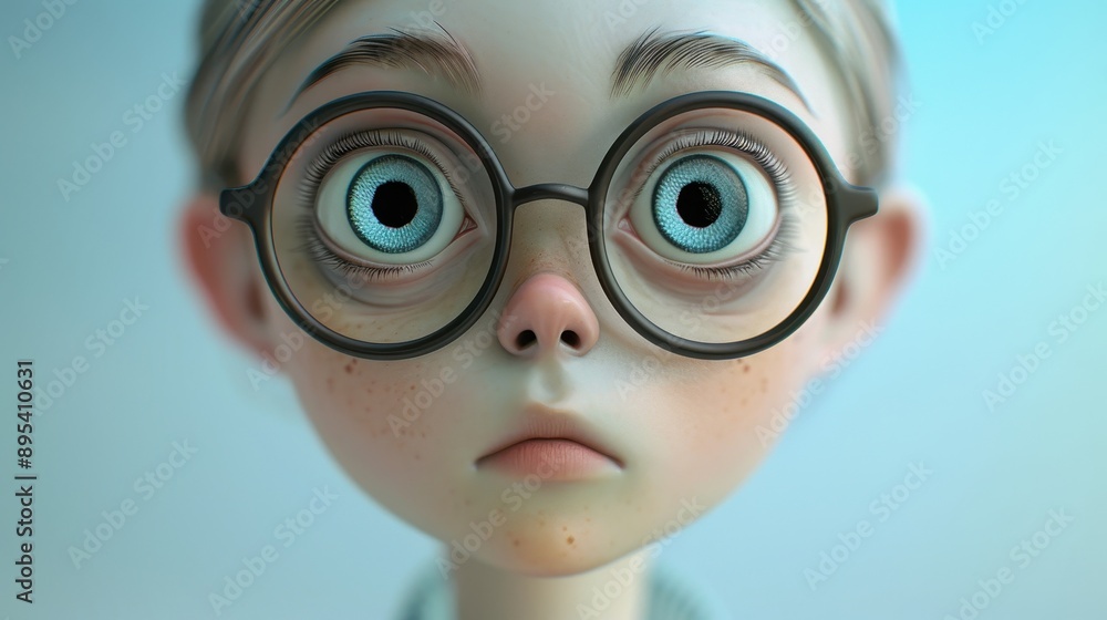 A cartoon girl with blue eyes and glasses A cartoon girl with blue eyes and glasses