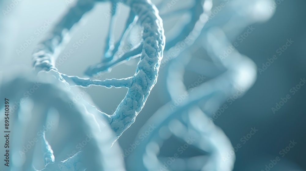 A close up of a blue and white DNA strand A close up of a blue and white DNA strand