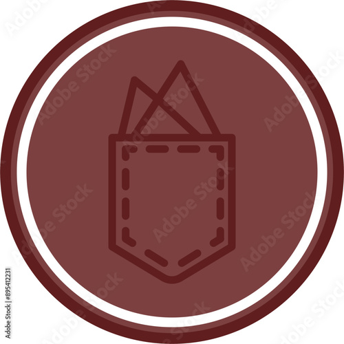 Pocket Square Vector Line Double Circle Maroon