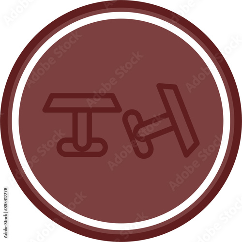 Cuff Links Vector Line Double Circle Maroon