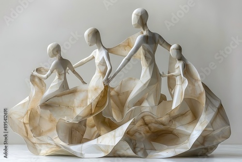 An abstract paper sculpture representing the interconnectedness of a family.
