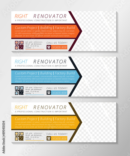 collection of right renovation and construction. Vintage House repair poster. Vector illustration and template. Space for photo collage. horizontal layout background.