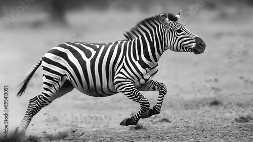 Zebra Running in the Wild