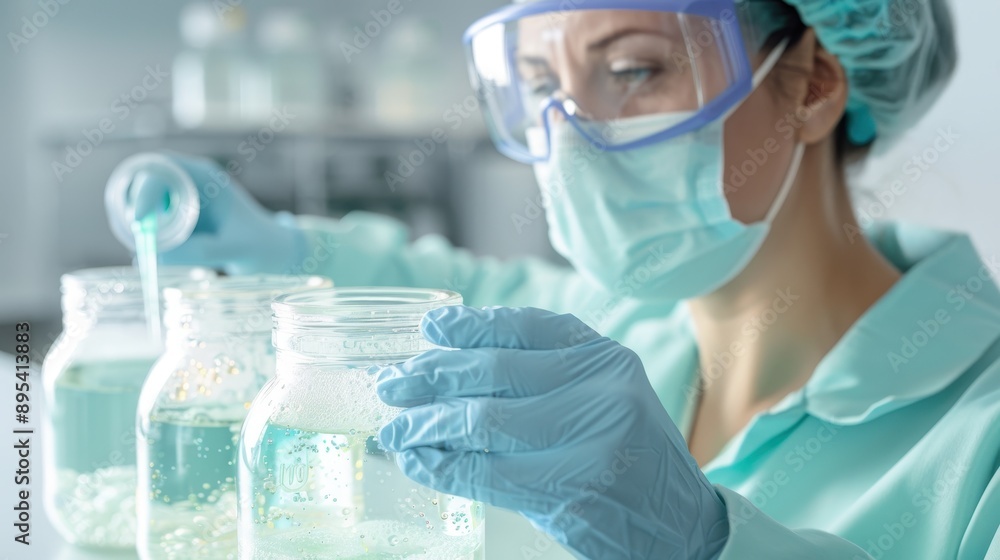 A woman in a lab coat is wearing a mask A woman in a lab coat is wearing a mask