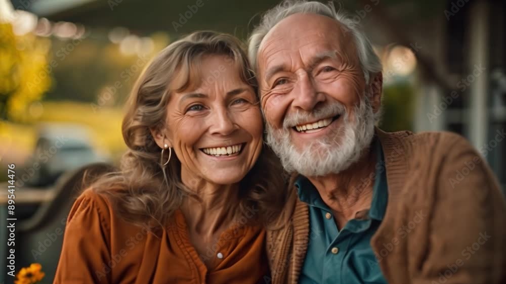 picture of an elderly, loving Caucasian couple having fun outside. Life in good health, active aging, and unending love. picture of an elderly, loving Caucasian couple having fun outside. Life in good health, active aging, and unending love.