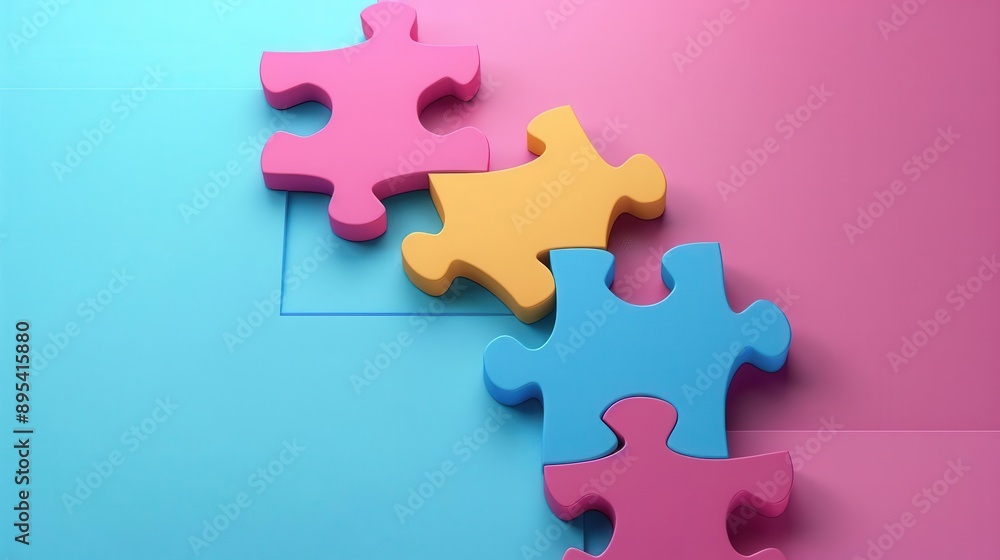 Analytical thinking flat design top view problem resolution theme 3D render Triadic Color Scheme Analytical thinking flat design top view problem resolution theme 3D render Triadic Color Scheme
