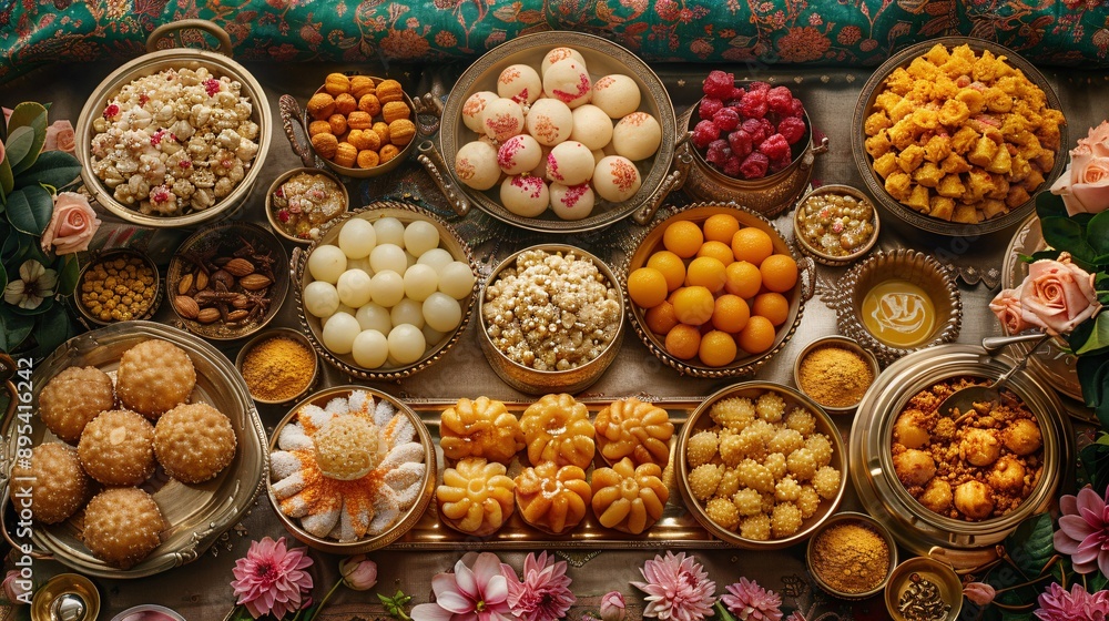 Fototapeta premium Dessert Spread with Colorful Pastries